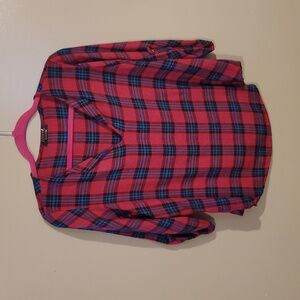 Renee C. Vibrant Red and Blue Checkered Top